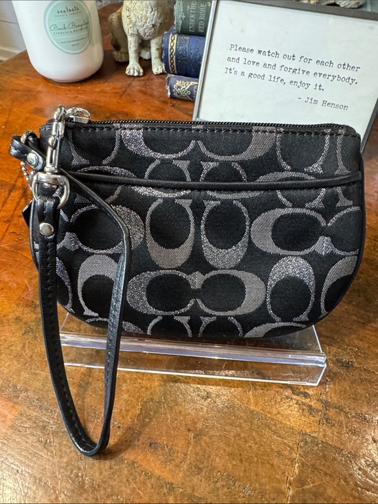 Coach Handbags - Coach Black and Gray Signature Wristlet